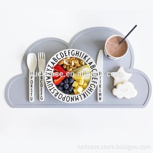 Luckcase Silicone Cloud Placemat Slip Resistant Baby Infant Plate Table Mat Portable